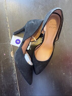 a new day Black Suede Pointed D'Orsay Stiletto Heels